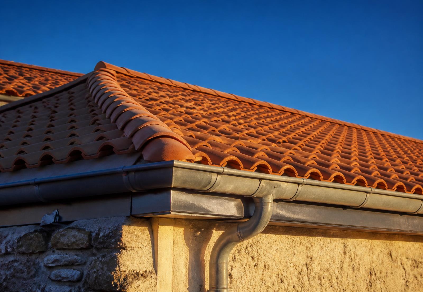 Toiture en tuiles rénovée avec gouttière en zinc en Seine-et-Marne
